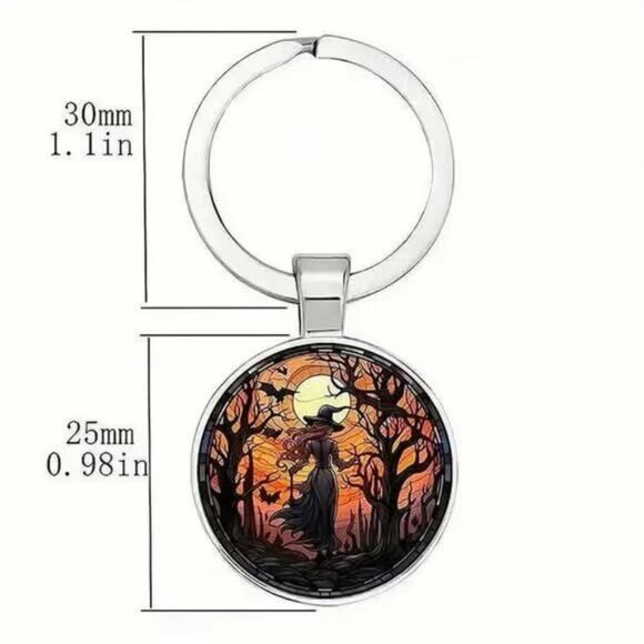 Stainless Steel WITCH Halloween Keyring Keychain Accessory - Picture 3 of 3